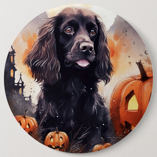 Halloween Cocker Spaniel met pompoenen Ronde Button 6,0 Cm (Voorkant)