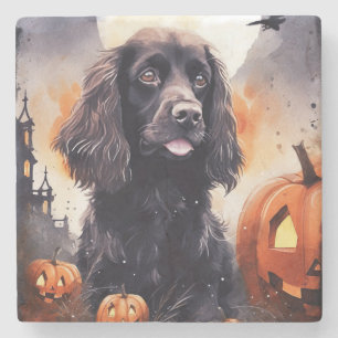 Halloween Cocker Spaniel met pompoenen Stenen Onderzetter