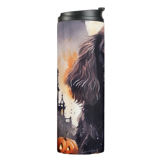 Halloween Cocker Spaniel met pompoenen Thermosbeker (Gedraaid links)