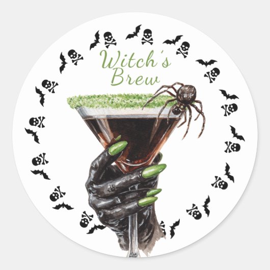 Halloween Cocktail Feestje | Heksendrank Sticker  (Voorkant)