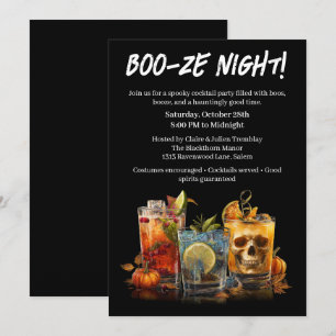 Halloween cocktail party Boo-ze Night Kaart