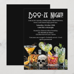 Halloween cocktail party Boo-ze Night Kaart