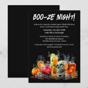 Halloween cocktail party Boo-ze Night Kaart