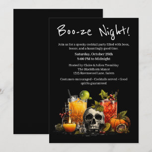 Halloween cocktail party Boo-ze Night Kaart