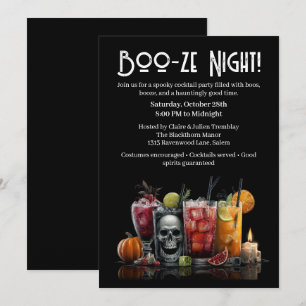 Halloween cocktail party Boo-ze Night Kaart