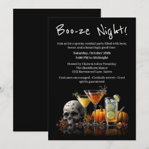 Halloween cocktail party Boo-ze Night Kaart
