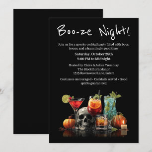 Halloween cocktail party Boo-ze Night Kaart