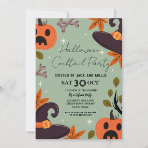 Halloween Cocktail Party Pompoenen Kostuums Kaart