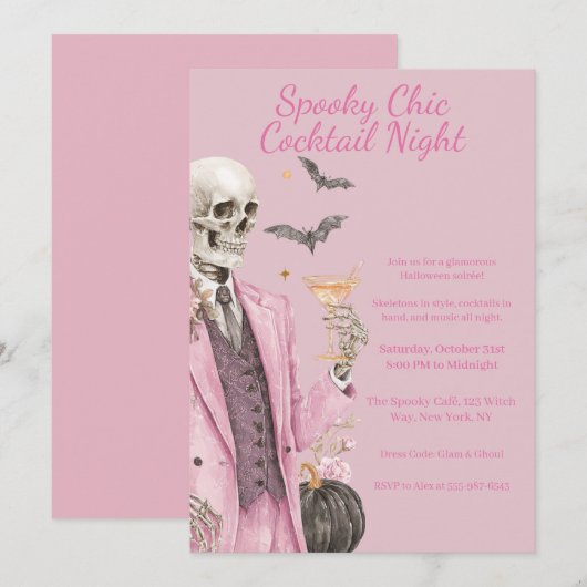 Halloween Cocktail Party | Spooky Chic Night Kaart (Voorkant / Achterkant)