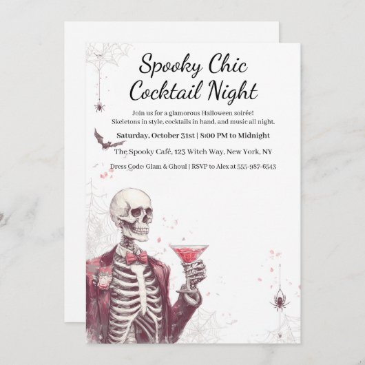 Halloween cocktail party | Spooky Chic Night Kaart (Voorkant / Achterkant)
