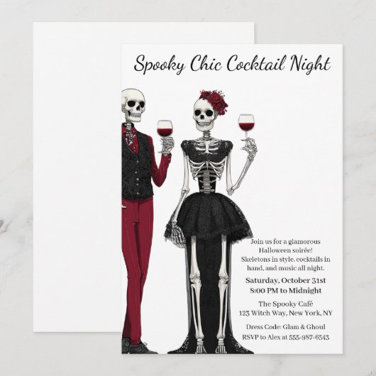 Halloween cocktail party | Spooky Chic Night Kaart (Voorkant / Achterkant)