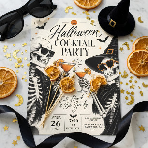 Halloween Cocktailparty   Chic Skelet Cocktail Feestdagenkaart