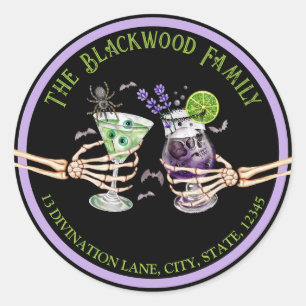 Halloween Cocktails Cheers Retouradres Ronde Sticker