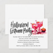 Halloween Cocktails & Kostuum Feest Kaart (Voorkant / Achterkant)