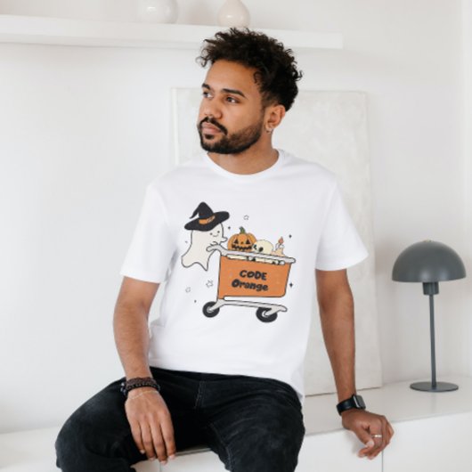 HALLOWEEN CODE ORANJE SPOOK DUWEN WINKELWAGEN T-SHIRT