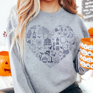 Halloween Coeur bleu Éffrayant Doodles Sweatshirt
