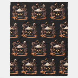 Halloween Coffee Art – Spooky Latte with Skeletons Fleece Deken