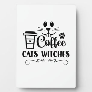 Halloween Coffee Cats Witches Birthday Fotoplaat