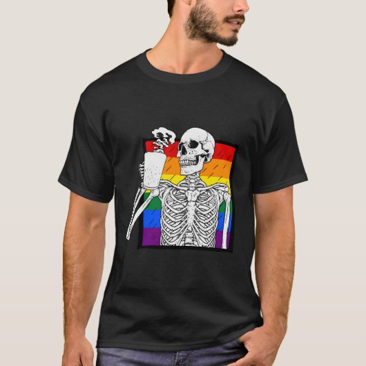 Halloween Coffee Drink Skeleton Skull Coffee T-shirt (Voorkant)