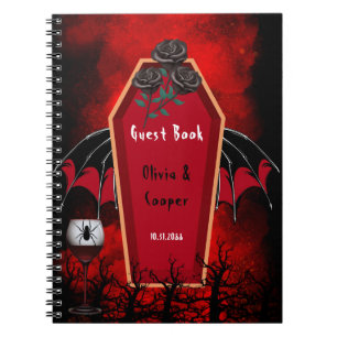 Halloween Coffin and Bat Wings Wedding Guest Book Notitieboek