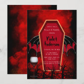 Halloween Coffin Bat Wings Brunch en Bubble Kaart (Voorkant / Achterkant)
