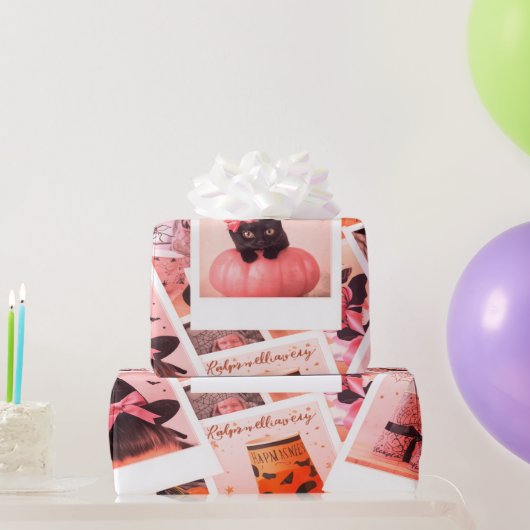 Halloween Collage Soft Vrouwelijk Cadeaupapier (Feestgeschenken)