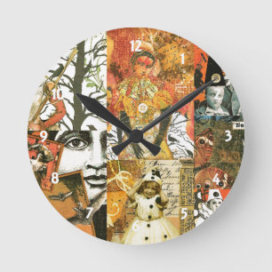  Halloween-collage-wandklok Ronde Klok
