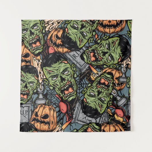 Halloween colorful elements seamless pattern with  wandkleed (Voorkant)