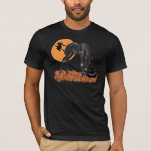 Halloween Colt Witch's Pet Fall Leaves T-shirt