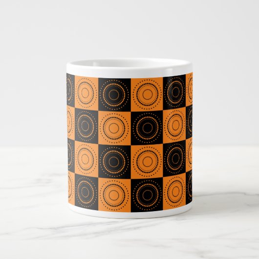 Halloween Concentric Sinaasappel and Black Polka D Extra Grote Beker (Voorkant)