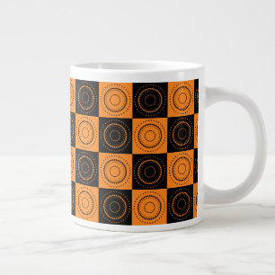 Halloween Concentric Sinaasappel and Black Polka D Extra Grote Beker