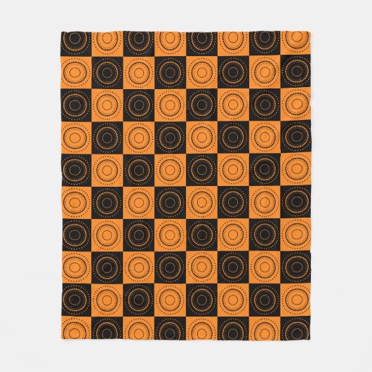 Halloween Concentric Sinaasappel and Black Polka D Fleece Deken (Voorkant)