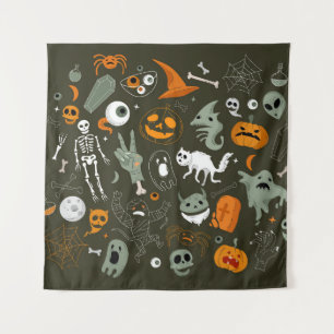 Halloween-concept-illustratie met teken en symb o wandkleed