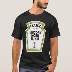 Halloween Condiment Fles Eenhoorn Hoorn Elixir P T-shirt