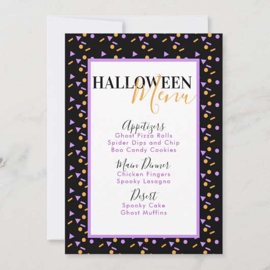 Halloween Confetti Sprinkles Anniversaire Menu (Devant)