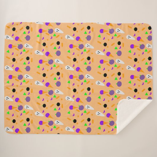Halloween Confetti Sprinkles Ghost Ice Cream Neon Sherpa Deken (Voorkant (horizontaal))
