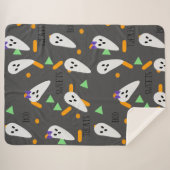 Halloween Confetti Sprinkles Ghost Trees Sherpa Deken (Voorkant (horizontaal))