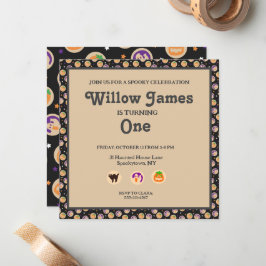 Halloween Cookie Verjaardagsfeestuitnodiging Notitiekaartje