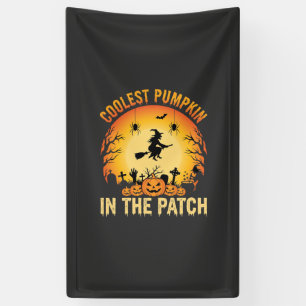 Halloween Coolste Pompoen in de Patch Heks Ontwerp Spandoek