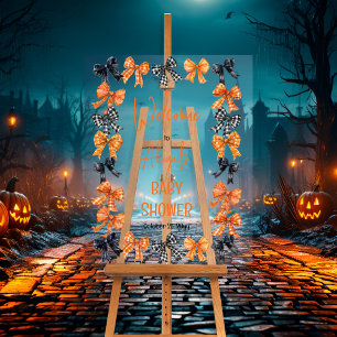 Halloween Coquette Black Baby shower Orange Bows
