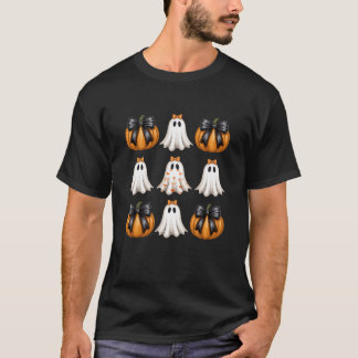 Halloween Coquette Bow Pumpkin Ghost Spooky Boo Wo T-shirt