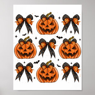 Halloween Coquette Bow Pumpkin Spooky Vrouwen Meis Poster