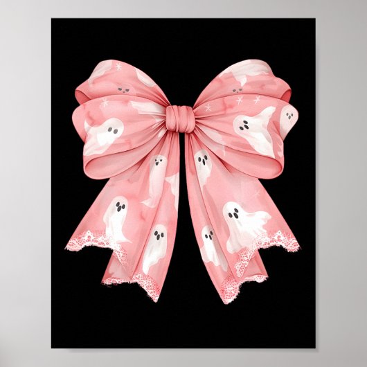 Halloween Coquette Ghost Bow Schattige Girly Soft Poster (Voorkant)