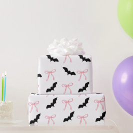 Halloween Coquette roze boog en vleermuis Cadeaupapier