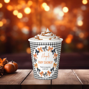 Halloween Coquette Zwart Oranje bogen Baby showe Papieren Bekers