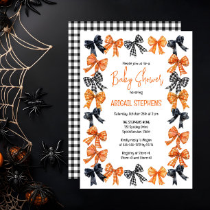 Halloween Coquette Zwart Oranje Strikken Baby Sh Kaart
