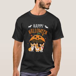 Halloween Corgi In Enge Paraplu Regen Nacht T-shirt