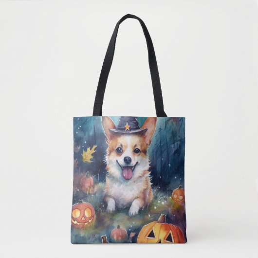 Halloween Corgi met pompoenen eng Draagtas (Voorkant)