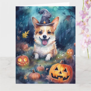 Halloween Corgi Met Pompoenen Eng Kaart