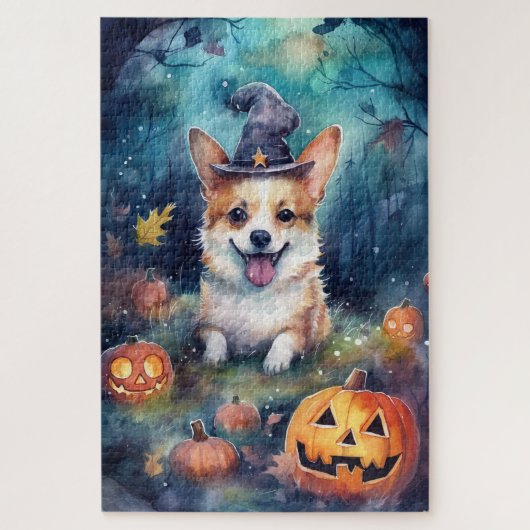 Halloween Corgi met pompoenen eng Legpuzzel (Verticaal)